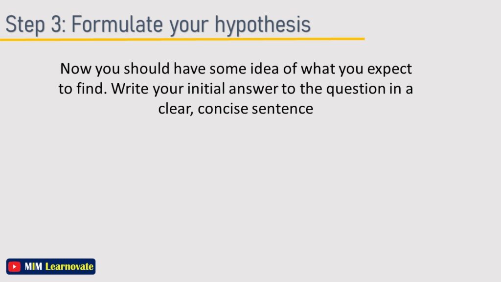 Step 3: Formulate your hypothesis
Steps for Developing Research hypothesis
