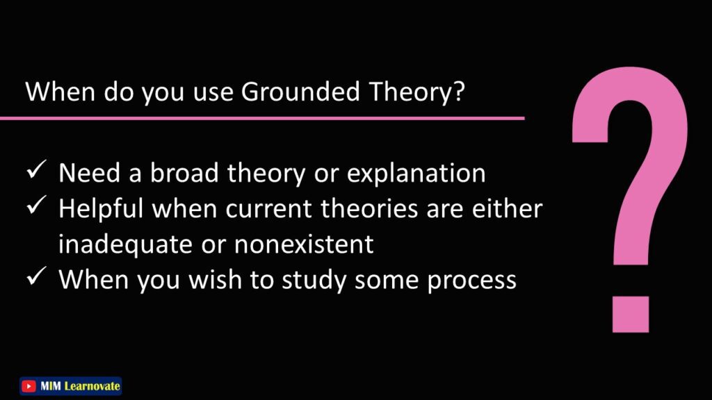 When do you use Grounded Theory?

Grounded Theory Research: Example and PDF