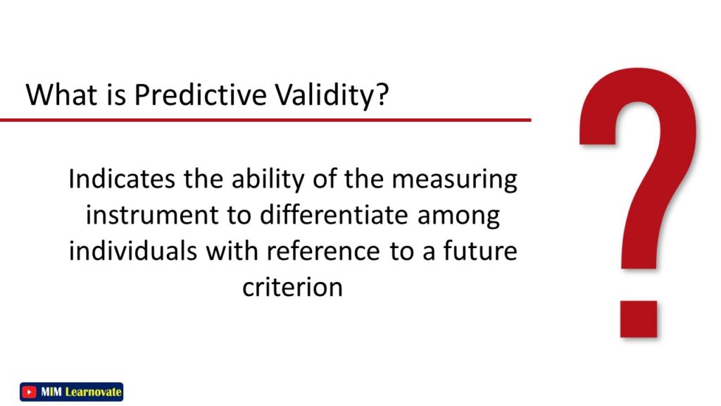 Predictive Validity Types of Validity PPT