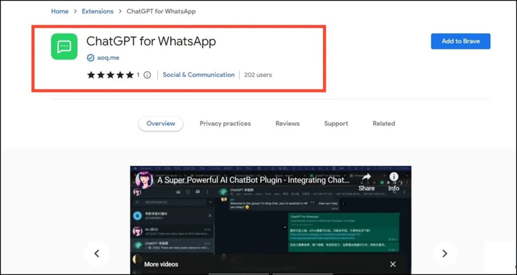 Method 5 – ChatGPT on WhatsApp Web