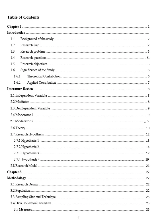 Table Of Contents.

Format Of writing synopsis PDF