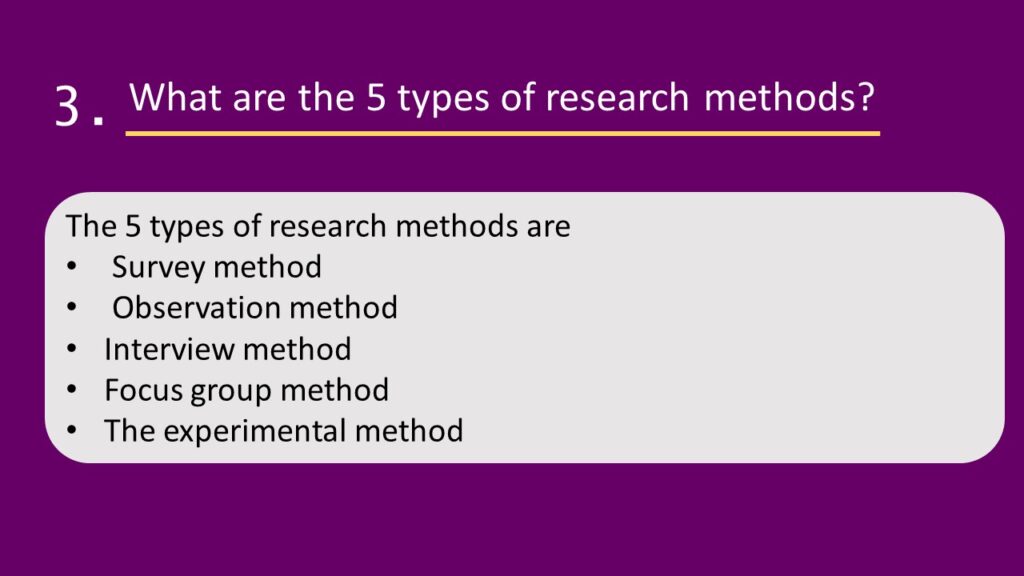 What are the 5 types of research methods?