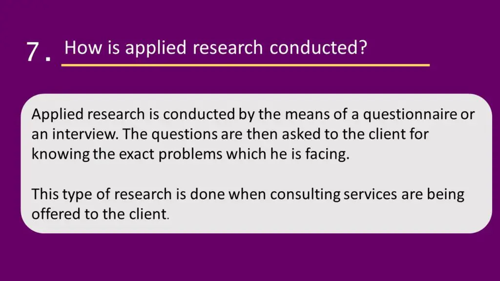 How is applied research conducted?