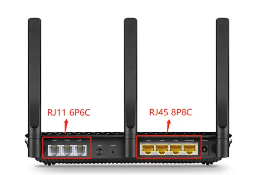 RJ11 & RJ45 ports on TP-Link modem Router