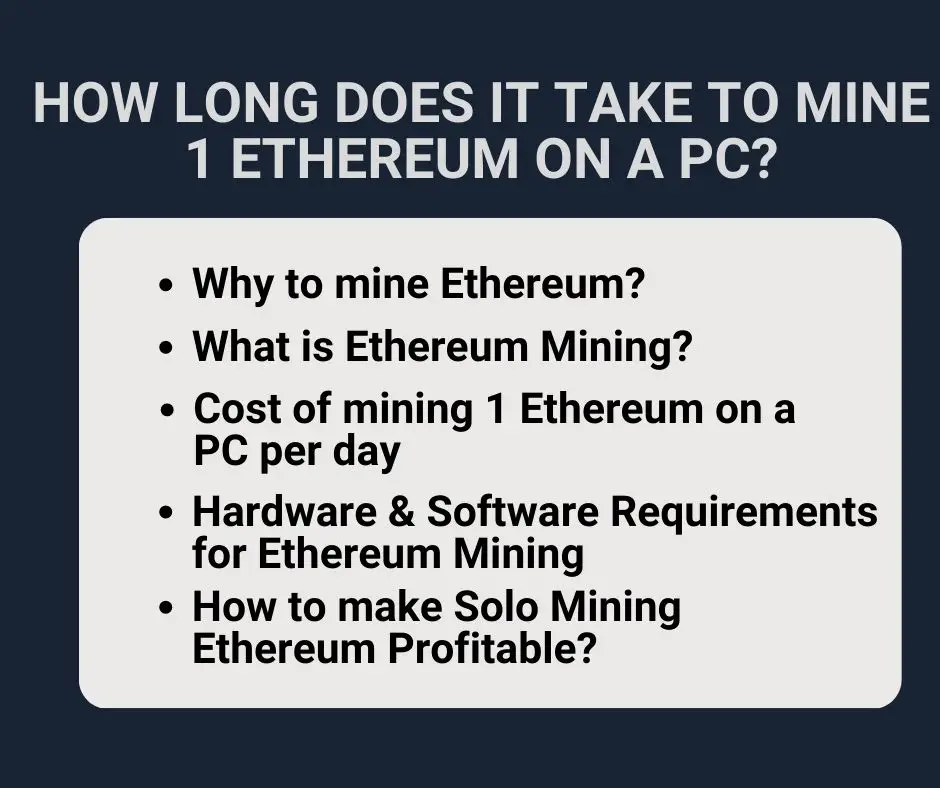 How long does it take to mine 1 Ethereum on a PC?