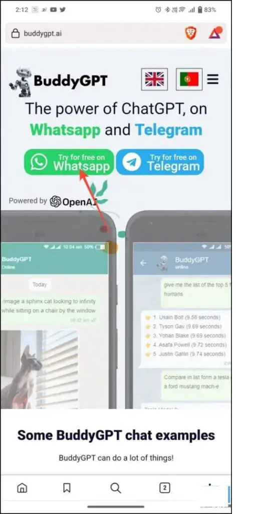 Use ChatGPT on WhatsApp with BuddyGPT