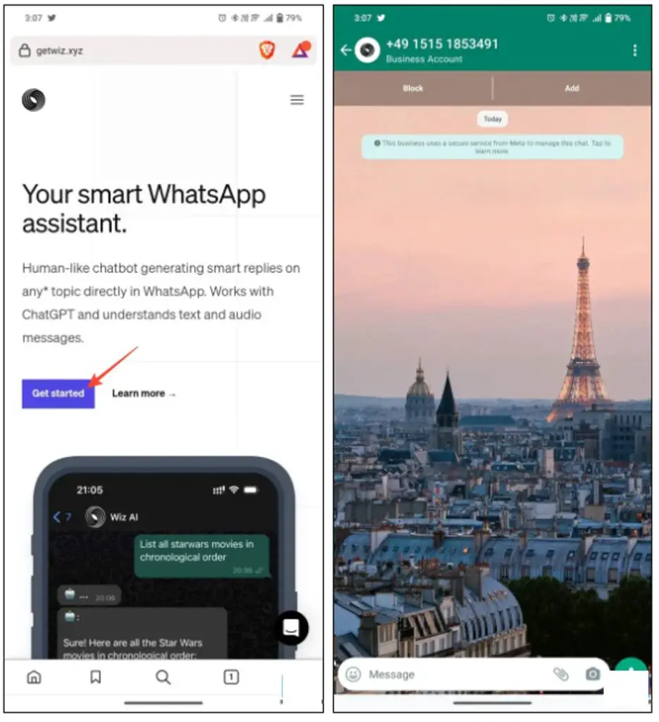 Use ChatGPT on WhatsApp with WizAI