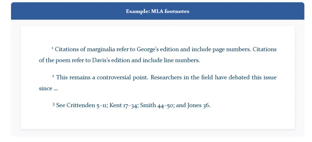 Example: MLA Footnotes