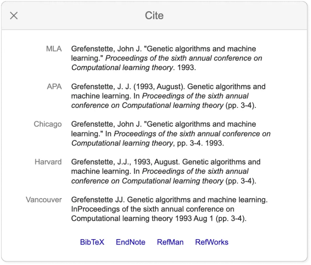 Google scholar citation