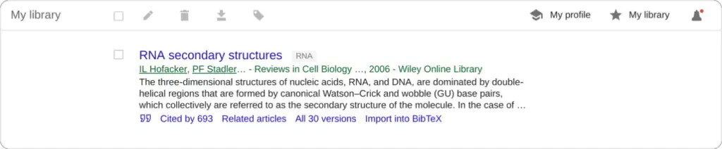 Using Google Scholar's "my library" feature